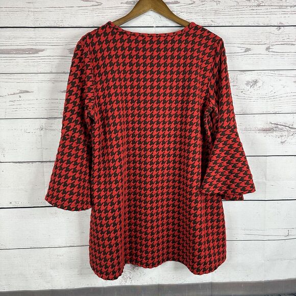 Ali Miles Top Shirt Womens Large Red Black Textured Tunic Artisan Abstract - Picture 4 of 12